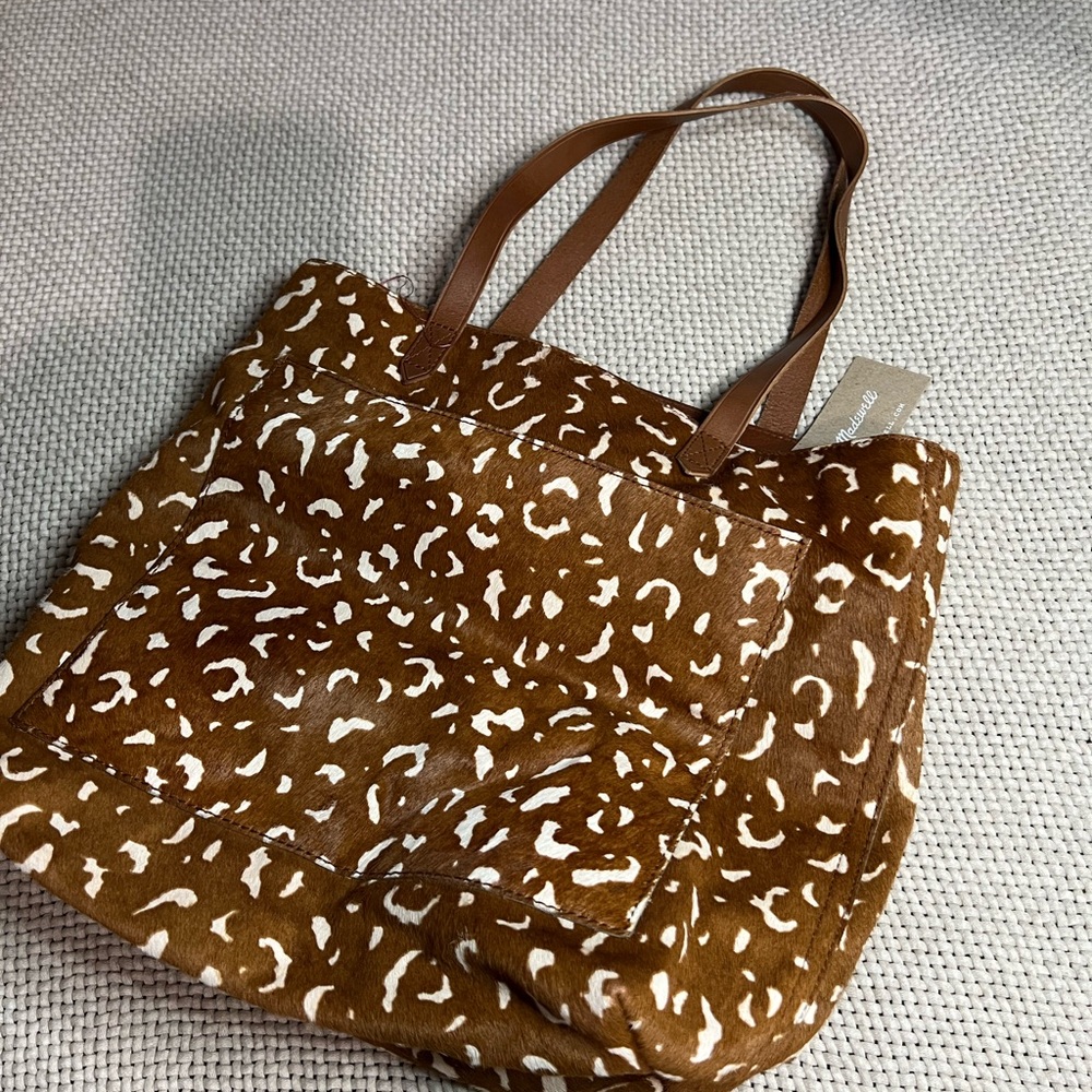 Madewell Brown and White Print Tote